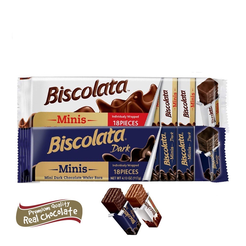 

Biscolata Minis Wafer Chocolate Hazelnut / Dark Chocolate Wafer Biscolata Chocolate Mini