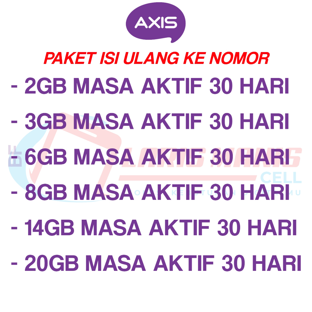 Paket Data Axis Bronet Bulanan 2GB/3GB/6GB/8GB/20GB