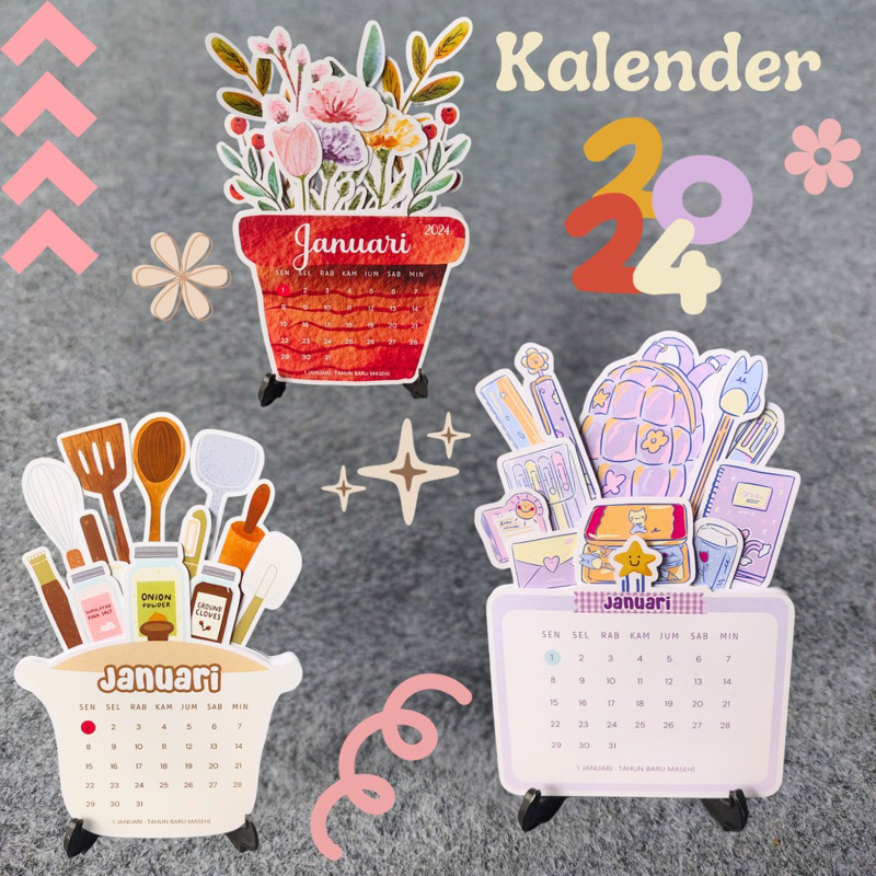 

KALENDER MEJA 2024 KALENDER DUDUK MINI AESTHETIC LUCU