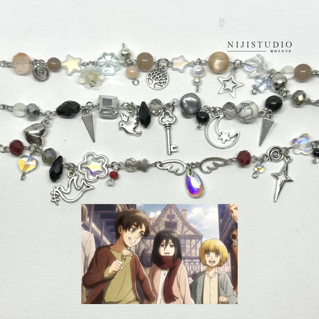 matching bracelet attack on titan aot eren mikasa armin themed ⍣ ೋ | gelang matching | gelang manik 