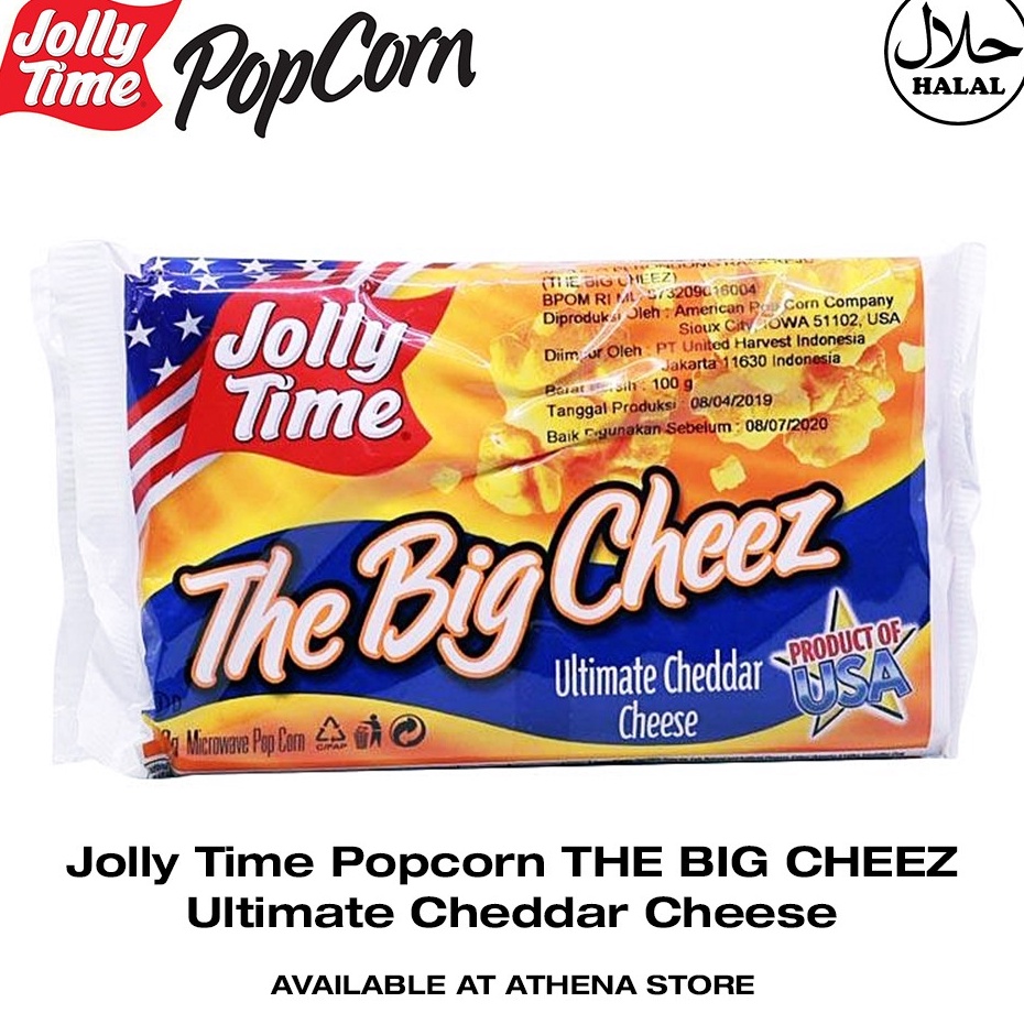 

Stock Banyak Popcorn Jolly Time THE BIG CHEEZ Ultimate Cheddar Cheese 100gr Terbatas