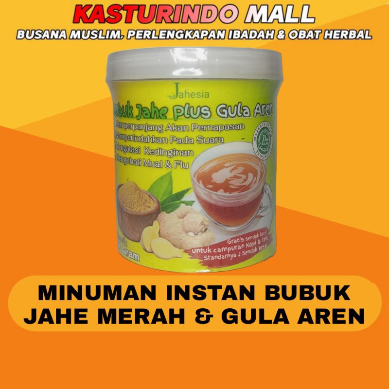 

Bubuk / Serbuk Jahe Merah Plus Gula Aren Jahesia isi 100 Gram dan Jahe Kering isi 15 Gram