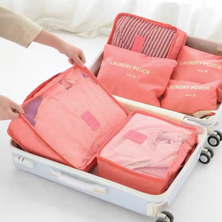 Terkini JOLINEOFFICIAL TRAVEL BAG 6 IN 1 LUGGAGE STORAGE SET ORGANIZER / TAS KOPER TRAVEL / TAS TRAV