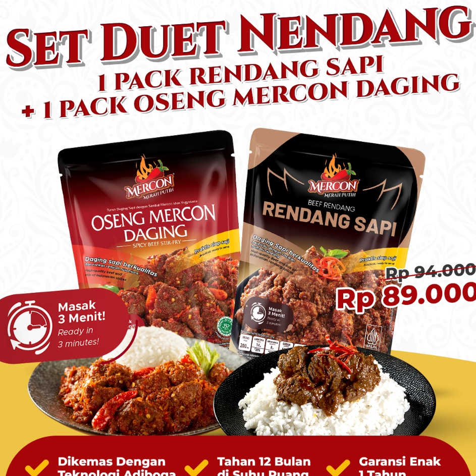 

Dijual Murah Mercon Merah Putih - Set Duet Nendang II Oseng Mercon Daging + Rendang Sapi Super Promo