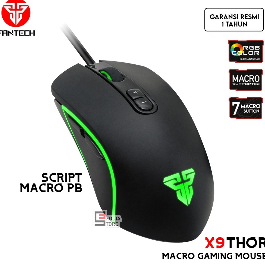 Best Terlaris Fantech Gaming Mouse Macro X9 THOR Original RGB 7D Programmable 4800 Dpi PB Pasti Mura