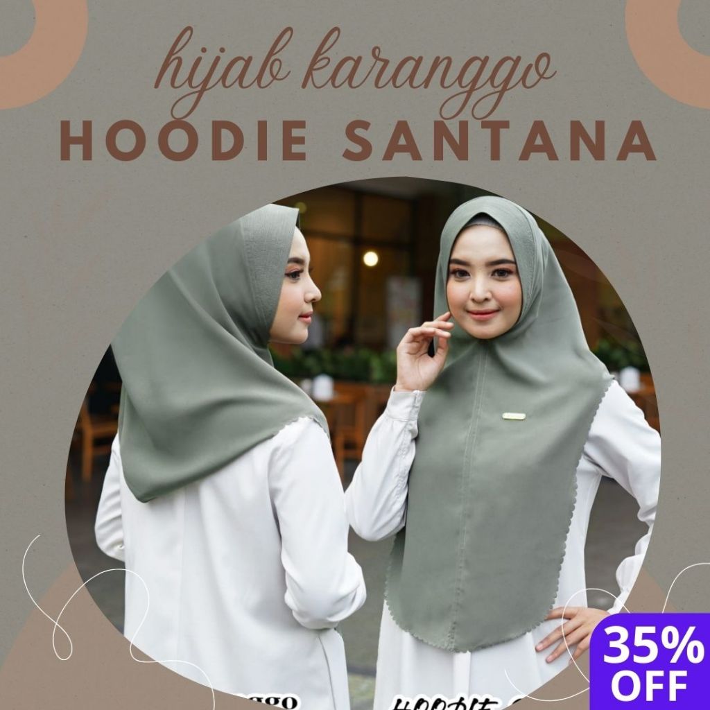 Hoodie SANTANA Karanggo Premium Hijab Kekinian instan JIlbab Trand