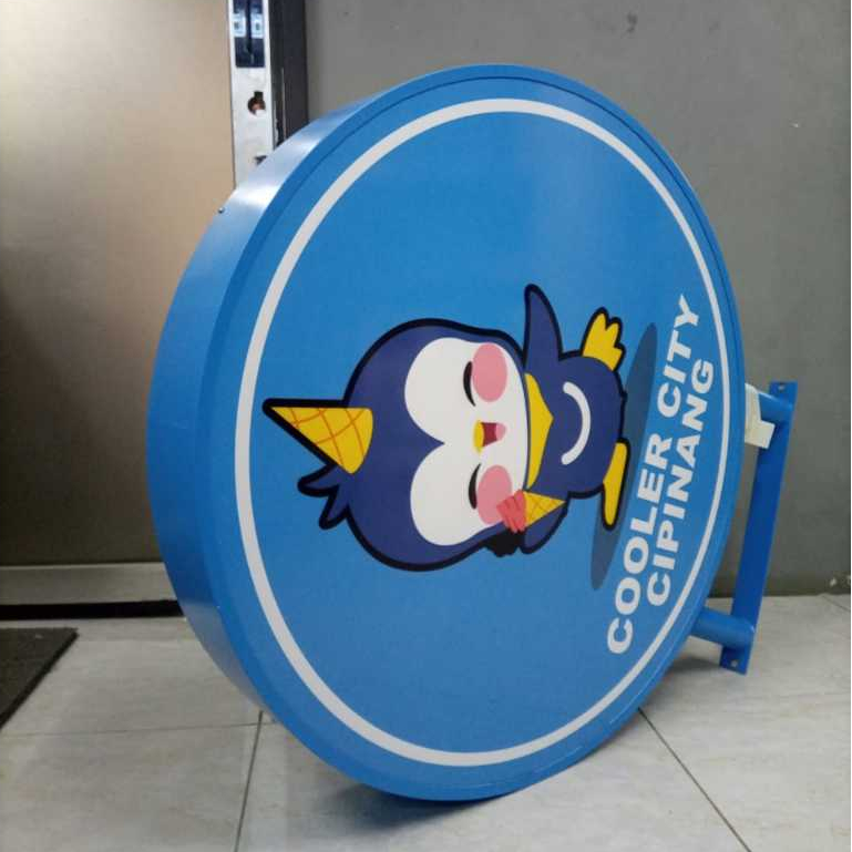 Neon box bulat diameter 80cm - 2 sisi