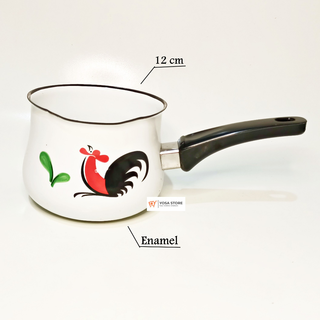 Panci Susu Milk Pan Ayam Jago Enamel 12 cm Kedaung Home