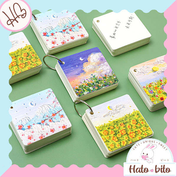 

Gantungan memopad notepad oil painting scenery flower aesthetic notebook mini HB1596