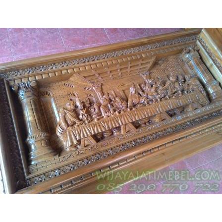 Relief Perjamuan Kudus Patung Kayu Jati Ukuran 150x80 cm