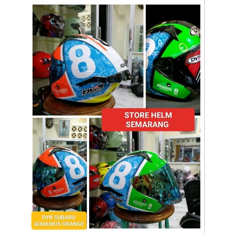 HELM DYR SUBARU AQUARIUS BLUE/WHITE/RED FLUO PAKET GANTENG