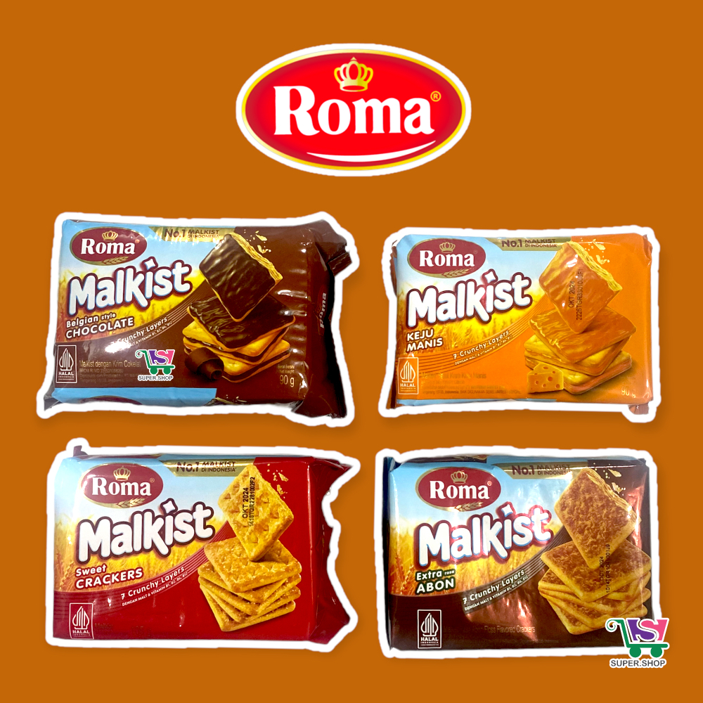 

Roma Malkist Crackers / Krim Tiramisu / Abon / Keju Manis