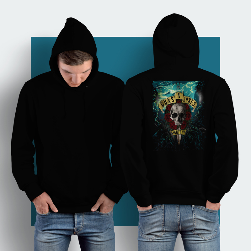 Jaket Hoodie Guns N Roses Hoodie Jumper Pullover & Zipper (Ritsleting) Bahan Cotton Fleece | GNR BAN