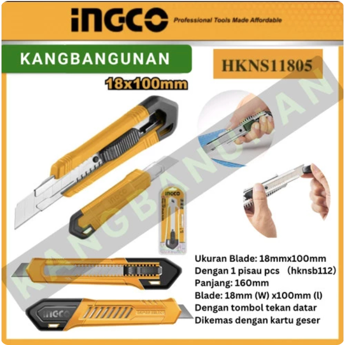 

Pisau Cutter Besar AutoLock (18mm) INGCO HKNS11805 Cuter Pemotong Cut