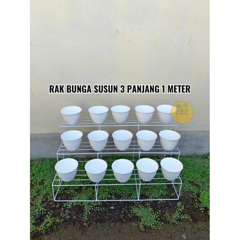 RAK BUNGA SUSUN 3 PANJANG 1 METER / RAK POT BESI / RAK BUNGA SUSUN BESI