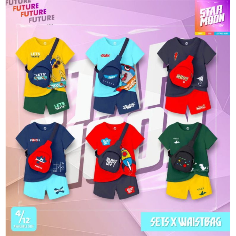 SETS X WAISTBAG BY STARMOON SETELAN ANAK COWOK GRATIS TAS  SETELAN ANAK BRANDED