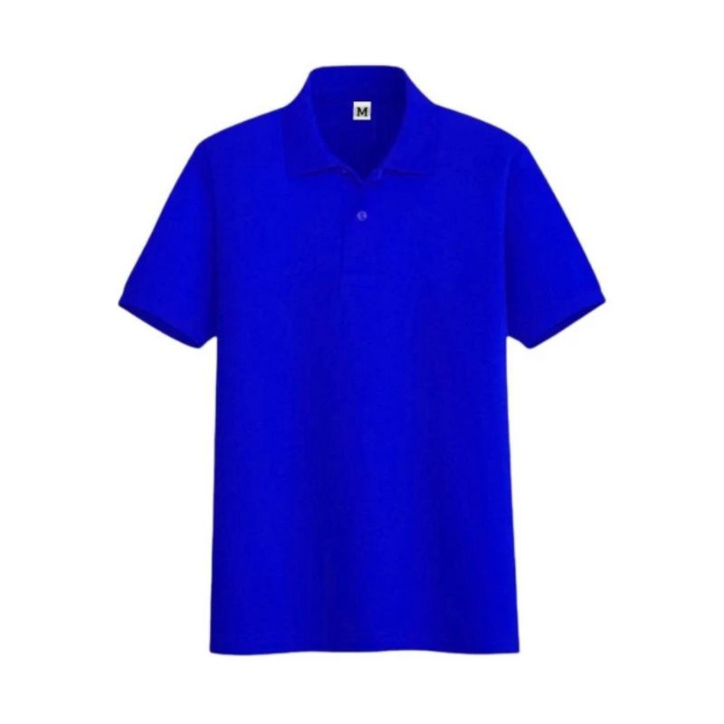 baju kaos atasan polos polo shirt berkerah pria wanita warna biru
