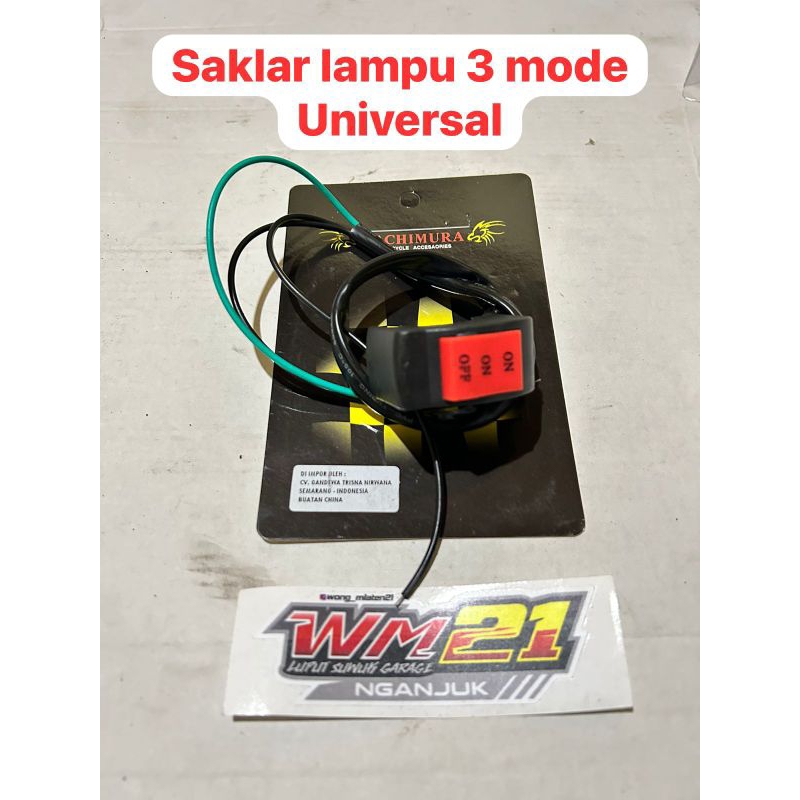 saklar tombol stater 3 mode on off holder motor lampu hazard dll