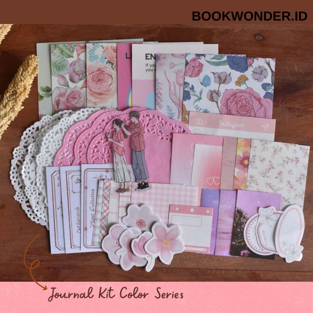 40 Pcs Journal Kit Journaling Kit Color Series Pink Purple Green untuk Scrapbook Bujo Deco