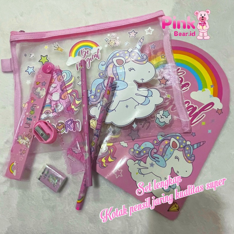 

Kotak Pensil Jaring Unicorn Series Lengkap Dengan Alat Tulis Pensil Penghapus Penggaris Rautan Dan Buku Lucu Unicorn