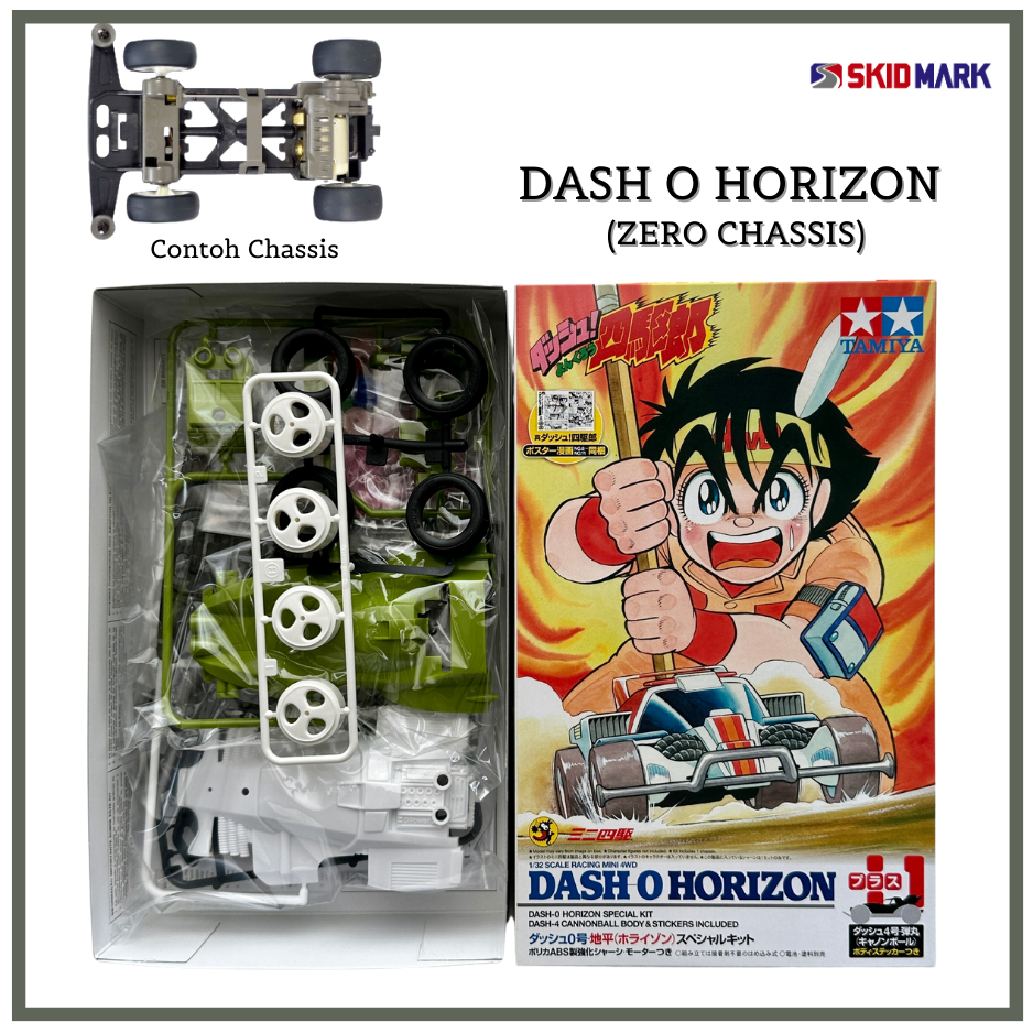 Mobil Rakit Tamiya Mini 4WD - Dash O Horizon Zero Chassis (ORIGINAL)