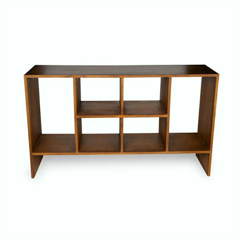 Meja console/rak buku minimalis modern kayu jati solid