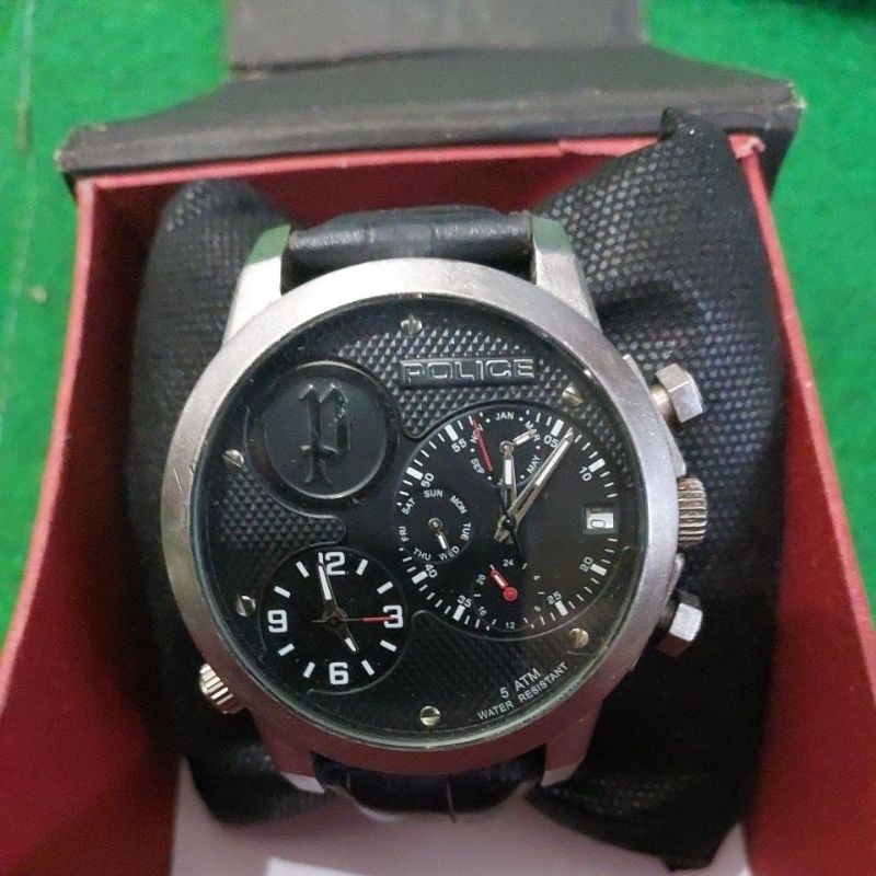 Jam Tangan Original Chronograph Police 14188J  Big size Italy preloved second bekas