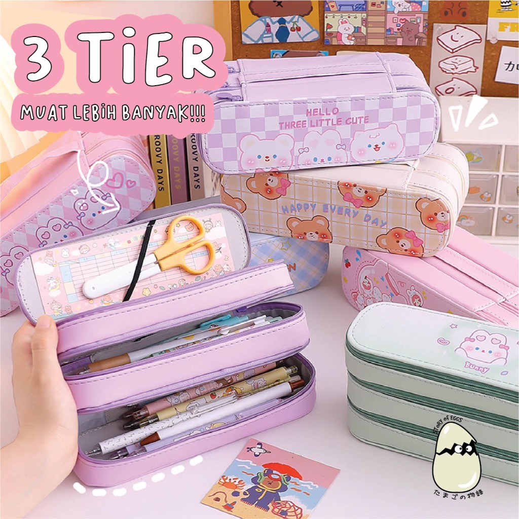 

Tempat Pensil Kotak Pensil 2 Layer dan 3 layer Korean Style Pensil Case l Chibi Cute Pencil Case / Korean Style Kotak Tempat Pensil Besar Dengan Resleting / Muat Banyak / Big Capacity With Zipper