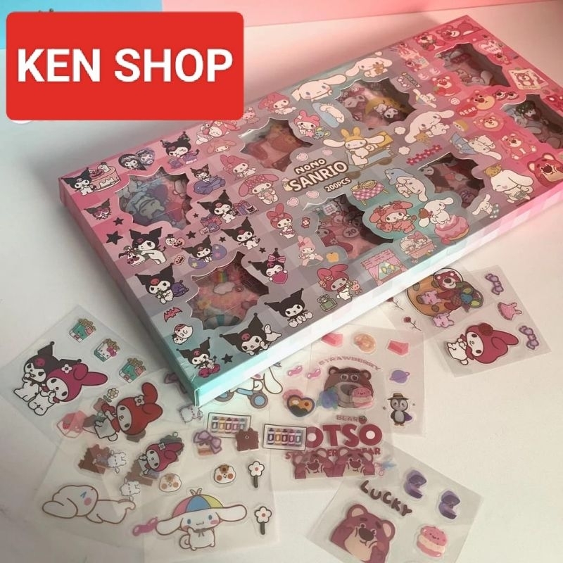 

Stiker Nono Sanrio JUMBO isi 200 Lembar Waterproof Kuromi / Melody / Cinnamorol / Lotso