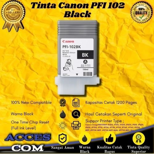 Cartridge Tinta Compatible Canon PFI 102 Black Printer iP500 iP510 iP600 iP605 iP610 iP650 iP655 iP7