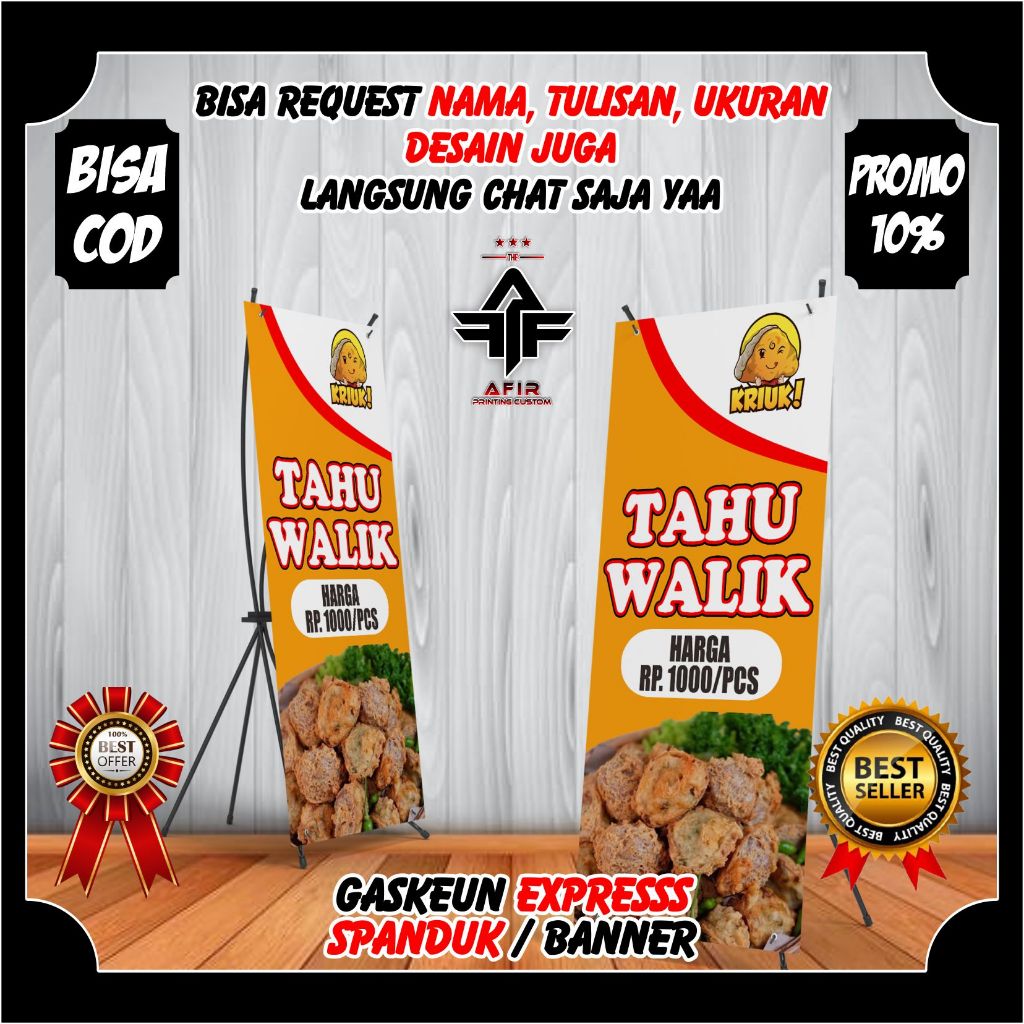 Spanduk Tahu Walik Banner Jualan Tahu Walik Backdrop Berdiri Tahu Walik