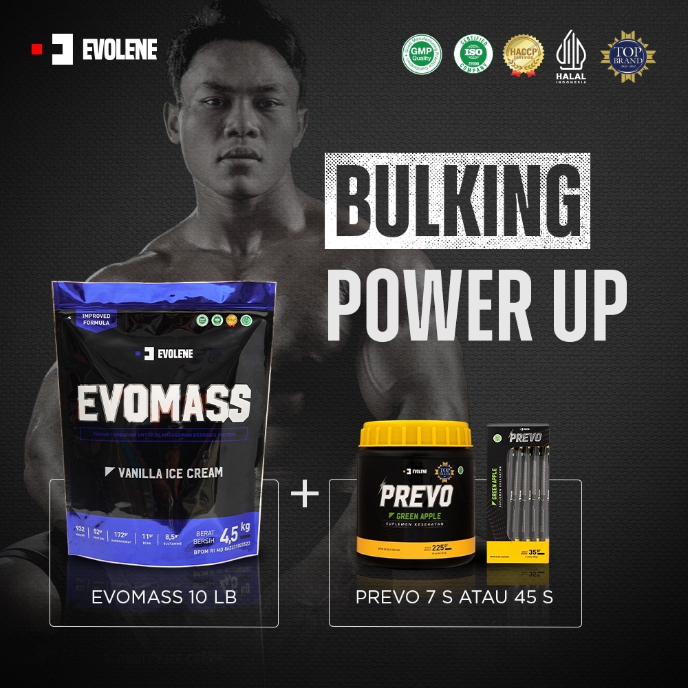 Bundling Bulking Power Up EVOLENE Evomass 10lbs + PREVO Preworkout EVOLENE