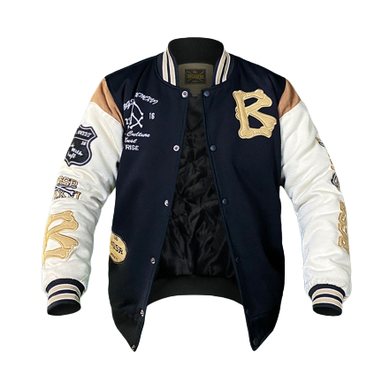JAKET VARSITY BASEBALL BONE UNISEX FULL BORDIR JACKET WINDBREAKER PRIA