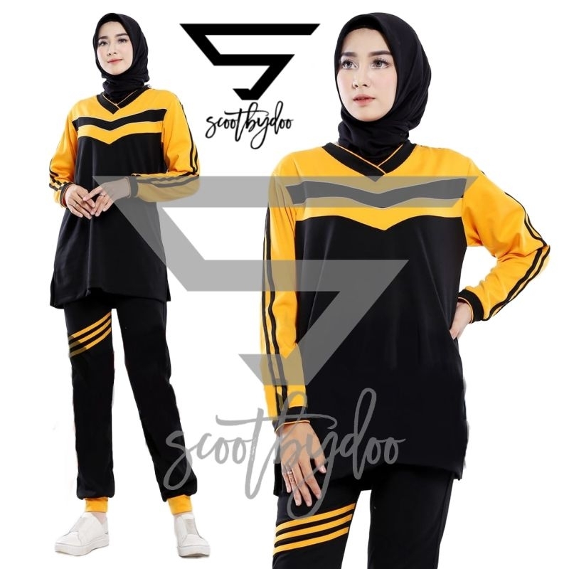 SETELAN MUSLIM JOGGER YOVIS SPORT / SETELAN MUSLIM KANTONG / CELANA JOGGER /Yovis Sport Baju Senam /