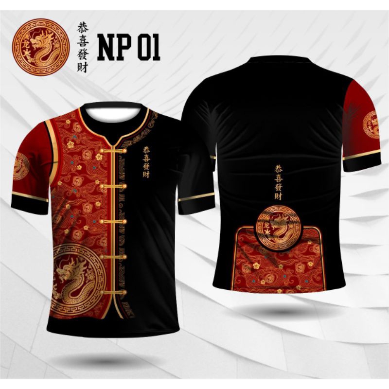 kaos cheongsam imlek jersey imlek shio naga baju imlek pria kaos gong xi fa cai tahun baru imlek
