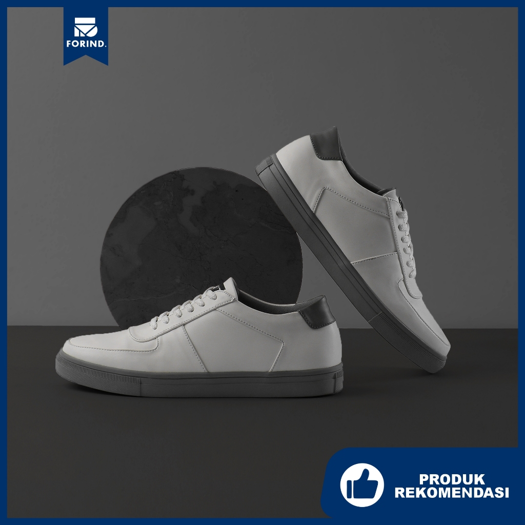 Famo White Grey | 39-44 | Sepatu Putih Abu Casual Sneakers Kasual Polos Original Pria Cowok Footwear