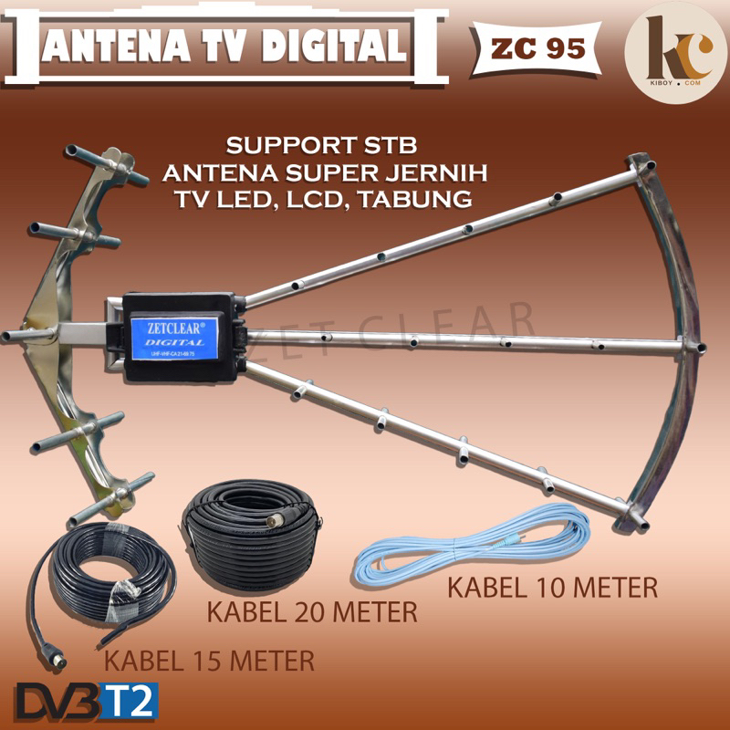 Antena TV Digital ZetClear 95 Untuk Set Top Box TV Tabung LED LCD TV Digital Murah Dan Jernih
