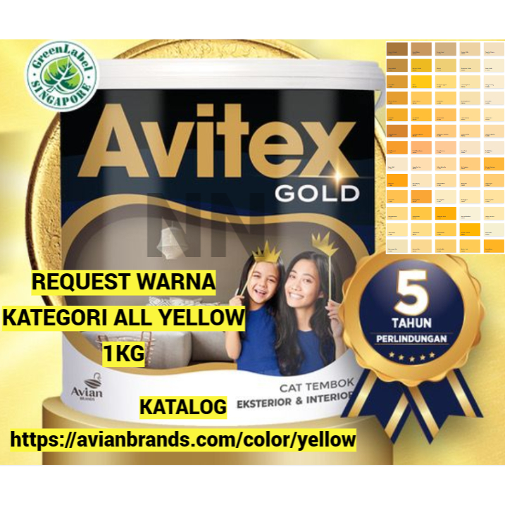 CAT TEMBOK AVITEX 1KG REQUEST WARNA KUNING AVITEX GOLD CAT DINDING CAT EXTERIOR CAT INTERIOR