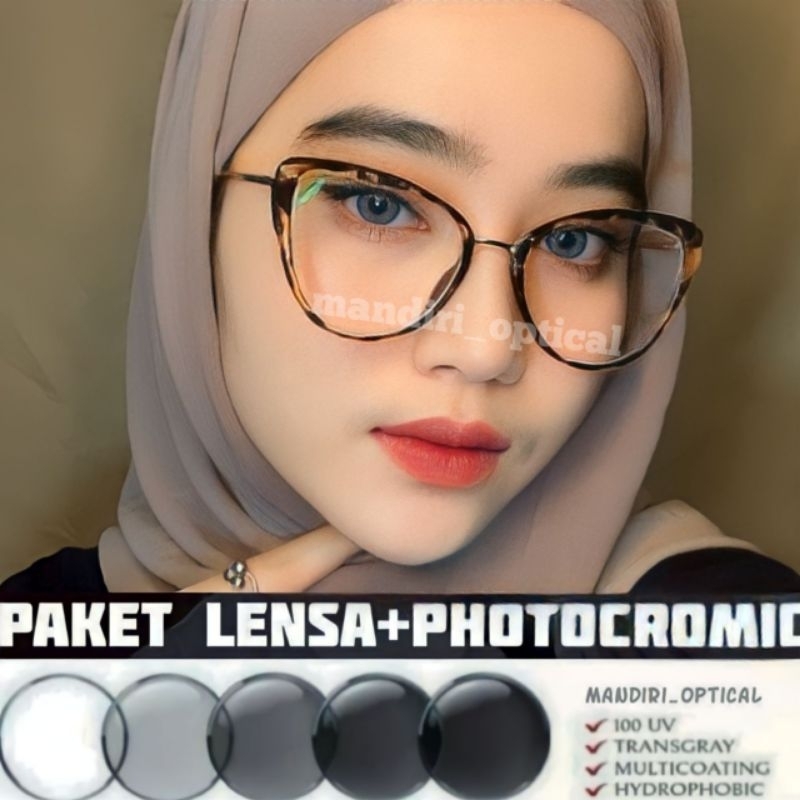 	 () Frame kacamata cat eye wanita | GRATIS Lensa MINUS Photocromic minus anti radiasi | Kacamata hitam | kacamata fashion	
