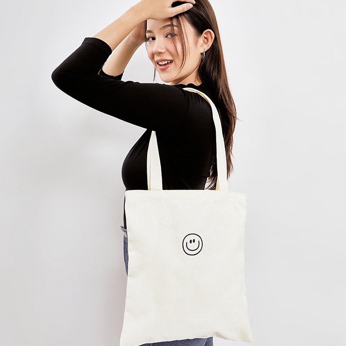 Terlaris kkv-smile colortote bag kanvas/bag/large capacity/ Tas Kanvas / Tas Bahu.