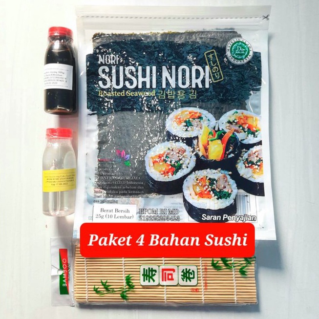 

Terkini Paket 4 bahan sushi nori bambu cuka shoyu halal rumput laut bento bambu sushi sushimat bahan sushi lengkap