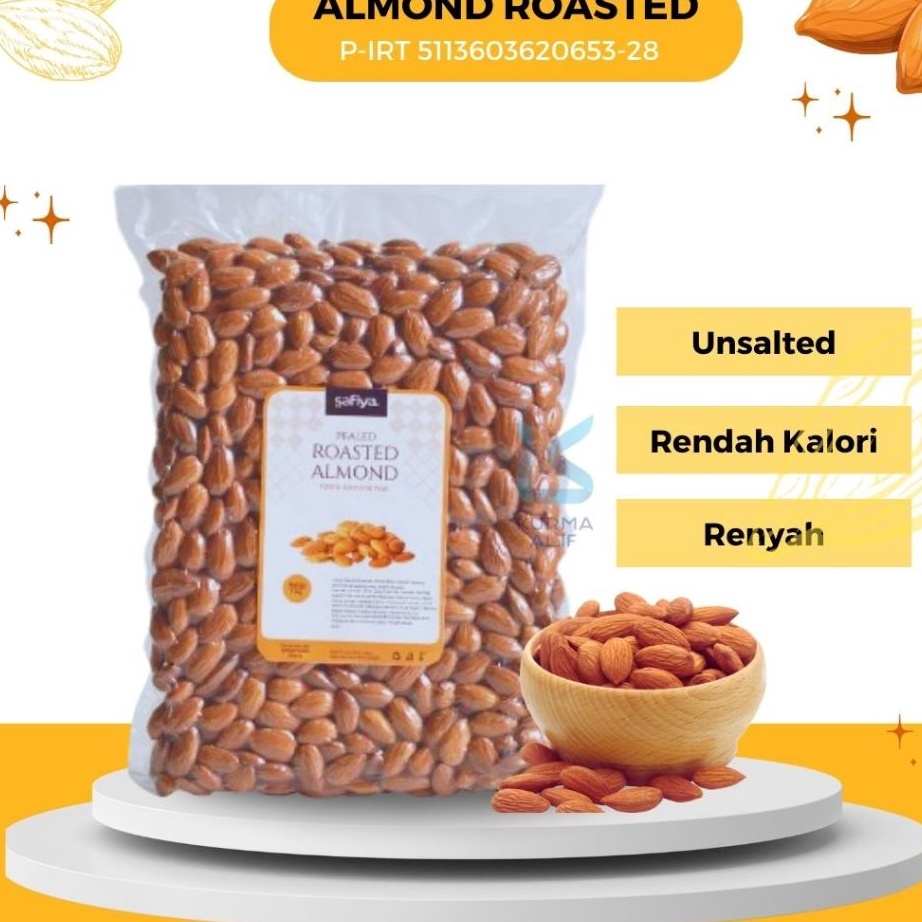 

Terkini Kacang Almond Panggang Renyah 1 Kg Almond Roasted Unsalted Vacuum Premium