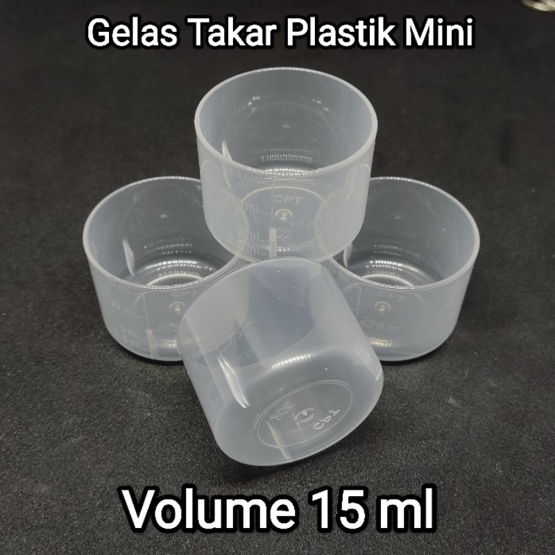Gelas Takar Mini 15 ml Transparan Untuk Mencampur Cairan Resin, Pewarna/Pigmen Resin, Dll