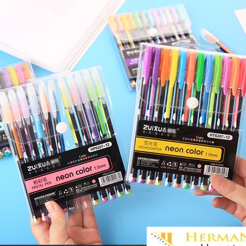 

Seller HC Pena Glitter Metalik 1.0mm Isi 12pcs Pulpen Warna Warni Tinta Pastel Neon Color Pen Pastel Ballpoint Craftwork Scrapbook Gel Ink Highlighter Penanda Buku Warna Warni Ujung Lembut Import Murah Banget