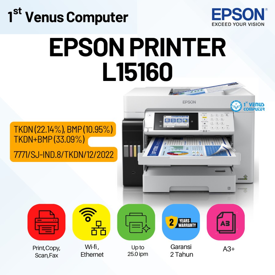PRINTER EPSON L15160 ALL IN ONE A3 WIFI DUPLEX INK TANK / EPSON L15160 A3 Duplex / PRI52-EPS
