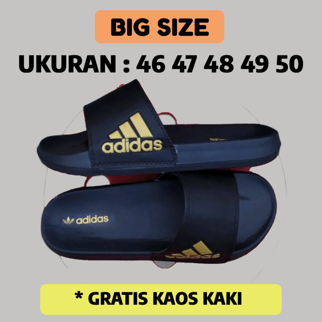 Sandal Ukuran 46 47 48 49 50 Pria Big Size, Sendal Adidas Pria Karet Big Size 45 46 47 Black Gold, S