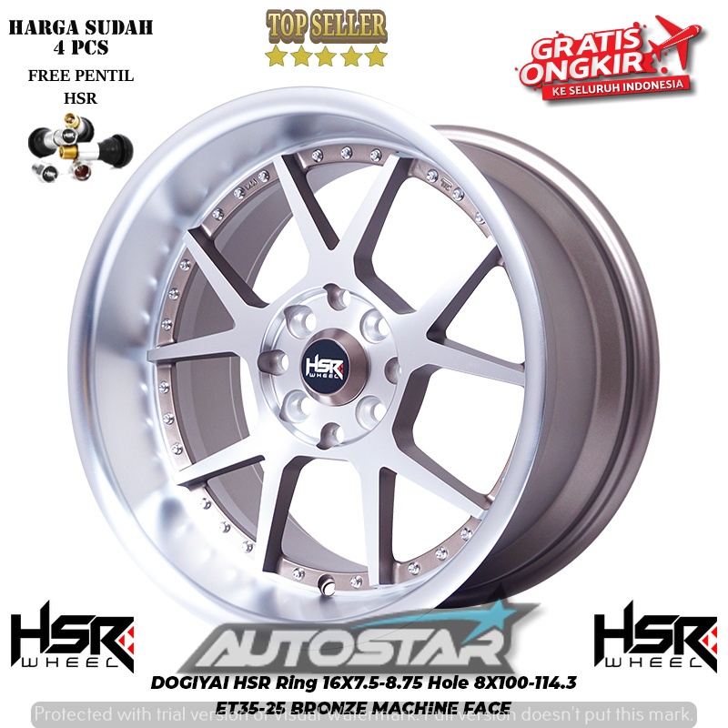 VELG RACING CELONG MODEL DOGIYAI HSR R16 PCD 8X100-114-3 COCOK BUAT MOBIL BRIO FREED JAZJAZ NEW YARI