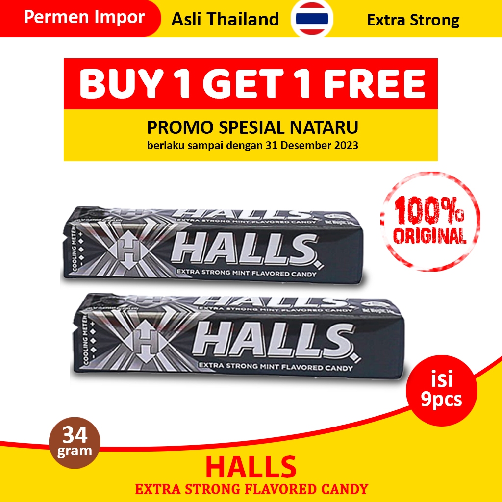 

PROMO BUY 1 GET 1 - Permen Halls Extra Strong Import Candy Halls Candy / Permen Halls Stick Extra Strong Mint Flavored Candy