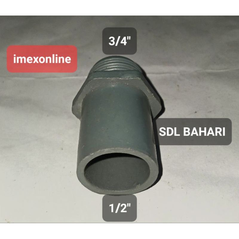 SOKET DRAT LUAR /SDL- Sambungan Lurus PVC 3/4 x 1/2 Bahari