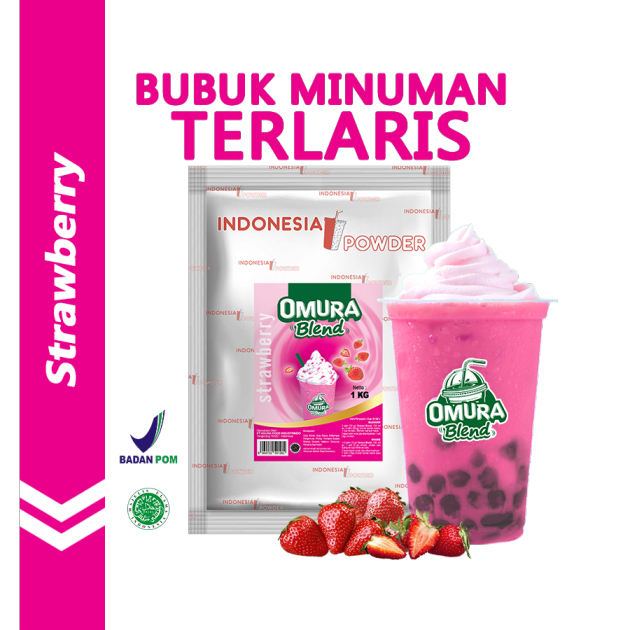 

Strawberry 1Kg / Indonesia Powder / Powder Minuman Berkualitas Merk Omura Blend